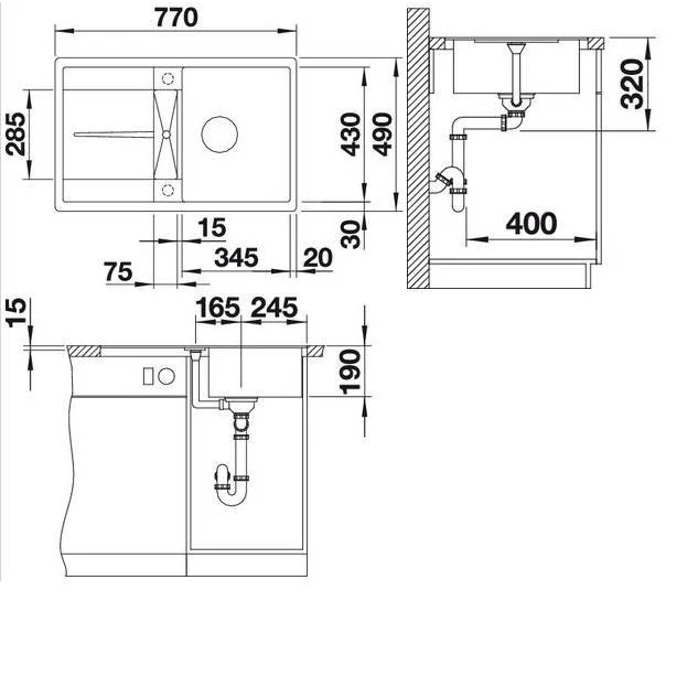 Kitchen sink Blanco METRA 45 S-F 519083 white with automatic valve Sanitary Ware for kitchen Repair and arrangement Plumbing goods home |