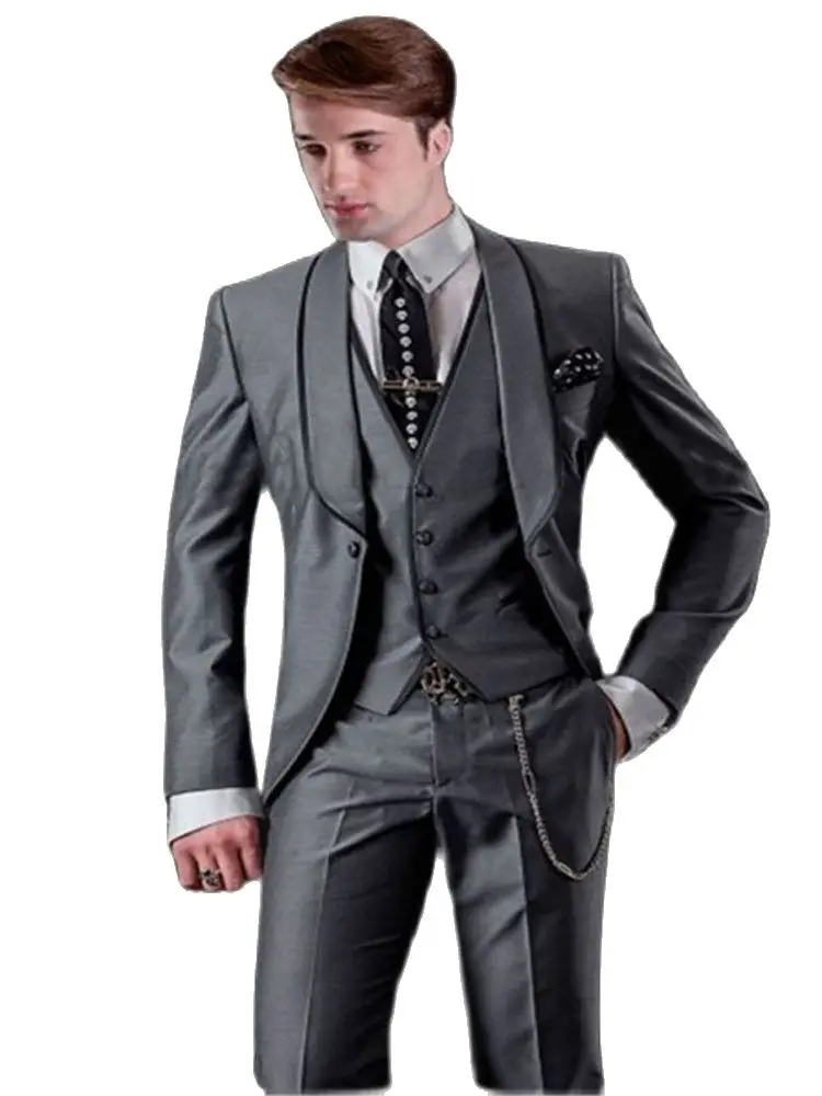 

3 шт., мужские смокинг для жениха, с воротником-шалью