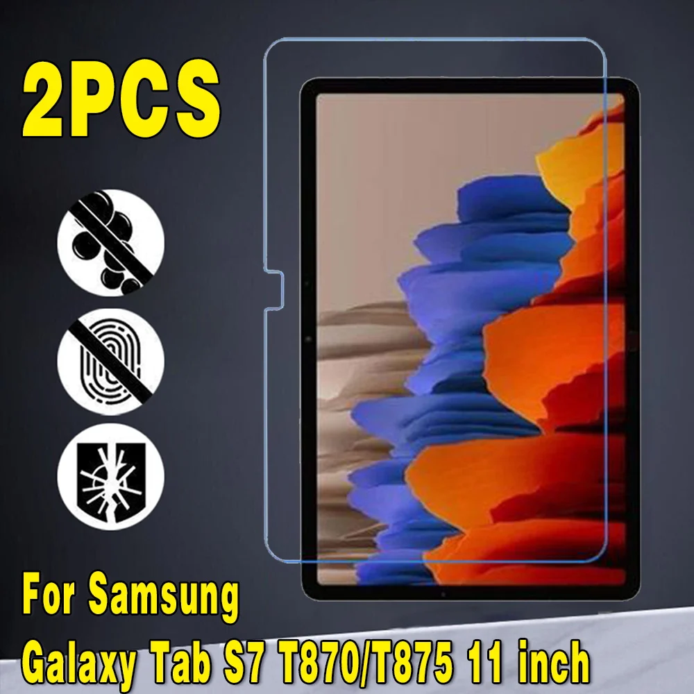

2Pcs Tempered Glass for Samsung Galaxy Tab S7 T870/T875 9H Anti-scratch Anti-fingerprint Full Film Tablet Cover Screen Protector