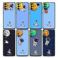 cute cartoon creative spaceman phone case for samsung galaxy s7 s8 s9 s10e s21 s20 fe plus note 20 ultra 5g soft silicone