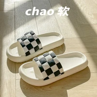 black and white checkerboard couple slippers summer indoor non slip ladies home bath simple fashion mens outdoor sandals