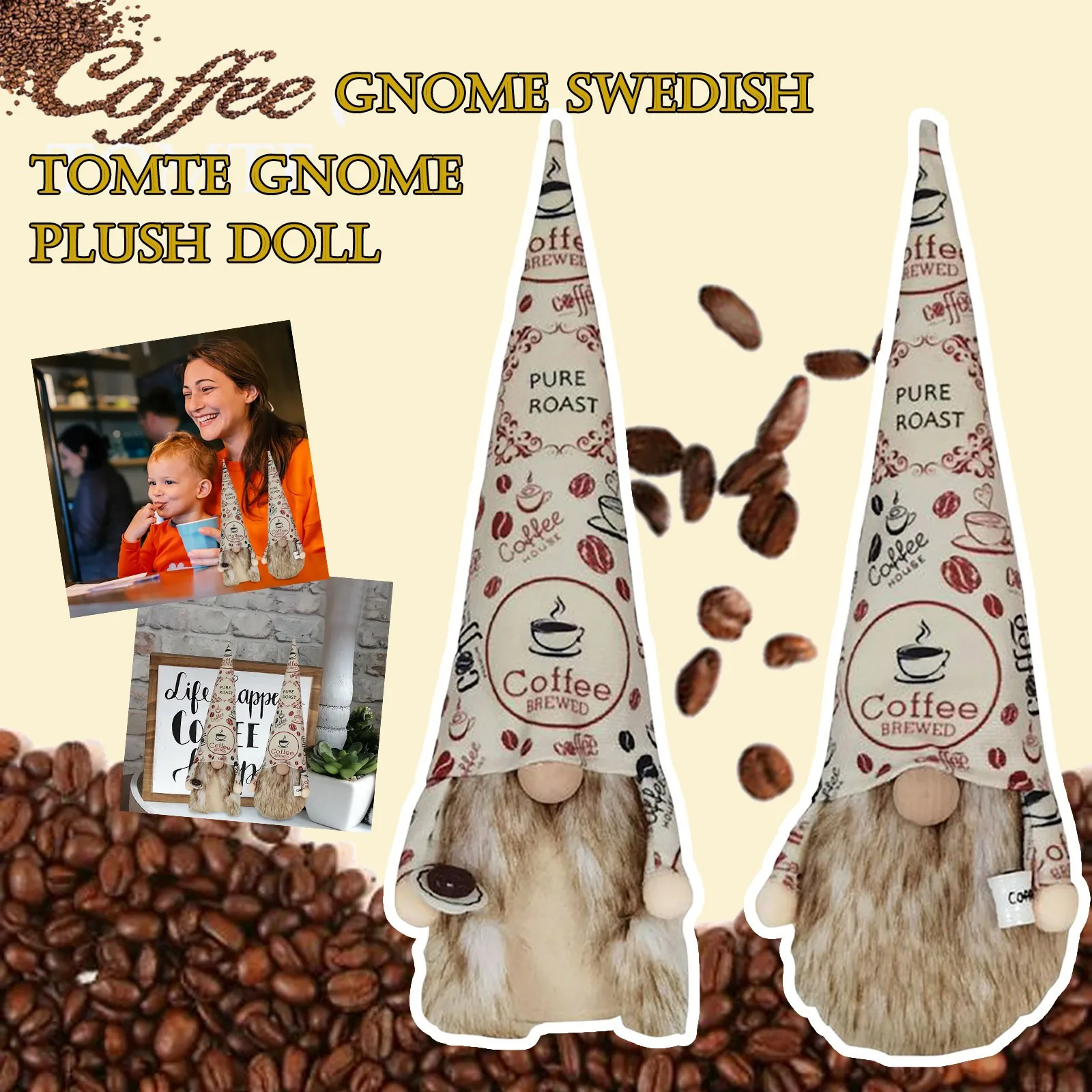 

1PC Coffee Gnome Chef Swedish Dwarf Faceless Doll Coffee Bar Decoration Gift Coffee Scandinavian Decor Ornaments Best Gift