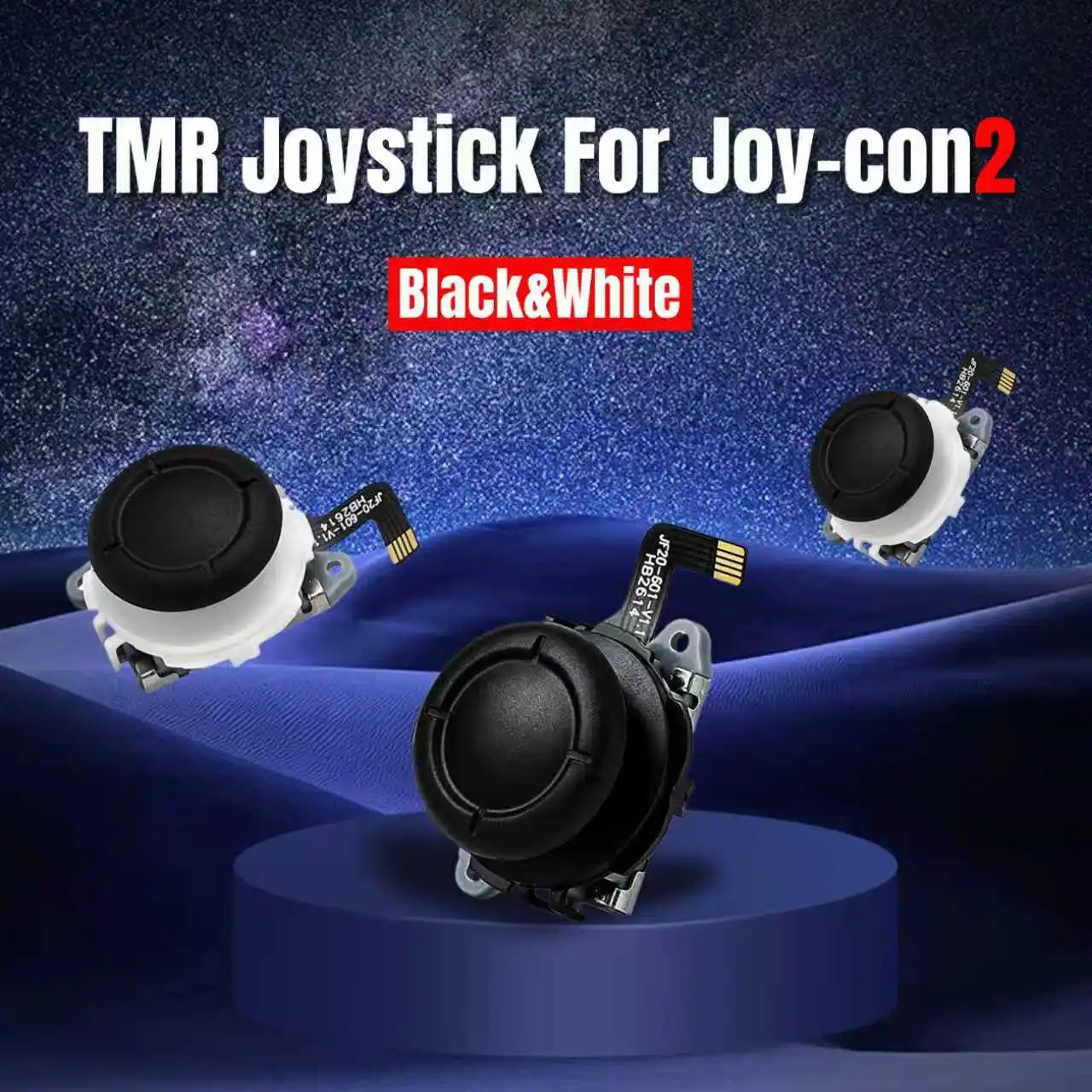 Фото Белые и черные аналоговые джойстики TMR для Nintendo Switch 2 Joycon, сменные джойстики для ремонта NS2 Joycon 2, 3D аналоговые левый и правый джойстики №1