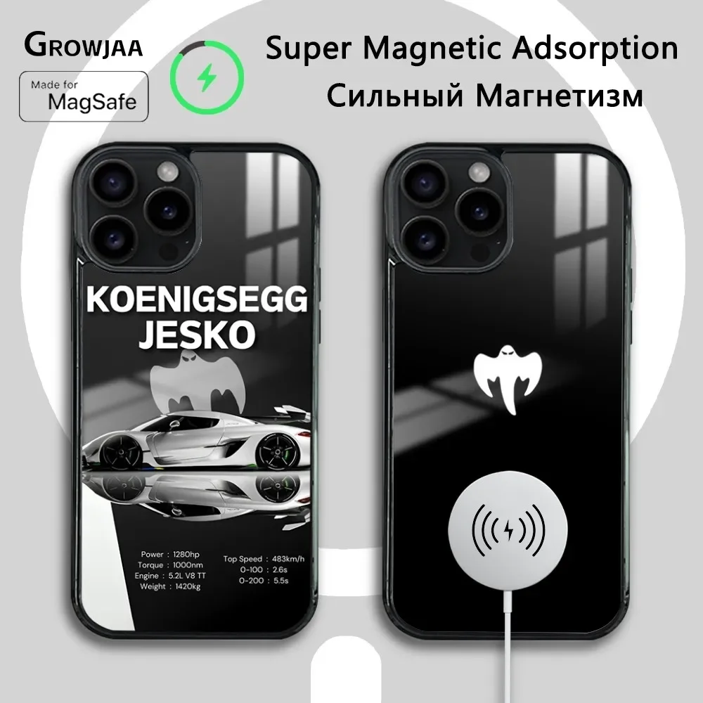 Car K-Koenigseggs JESKO Phone Case For IPhone 16 15 14 13 12 11 Pro Max Plus Mini New Magsafe Mirror Wireless Magnetic Cover