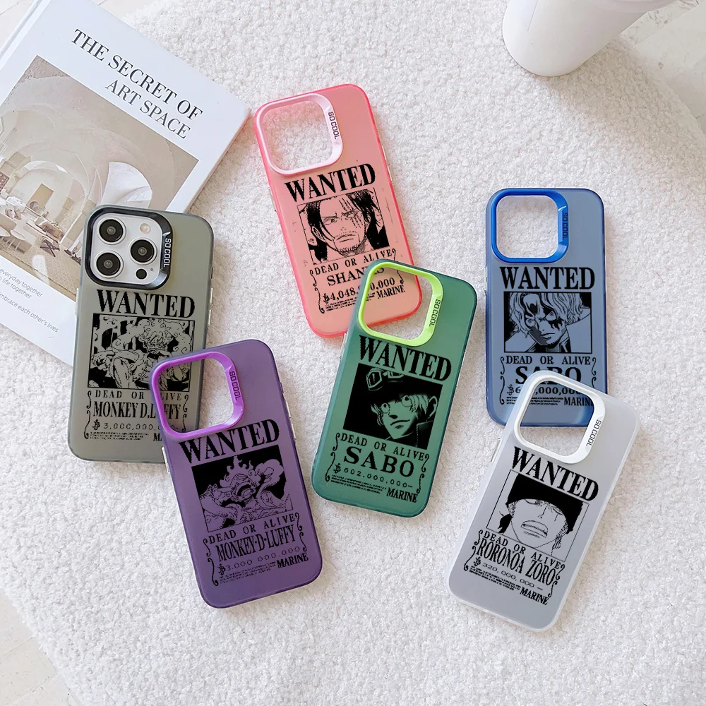 Матовый противоударный чехол Candy для телефона One Pieces Luffy Zoro Shanks Sabo iPhone 16 15 14 13 12 11 Pro
