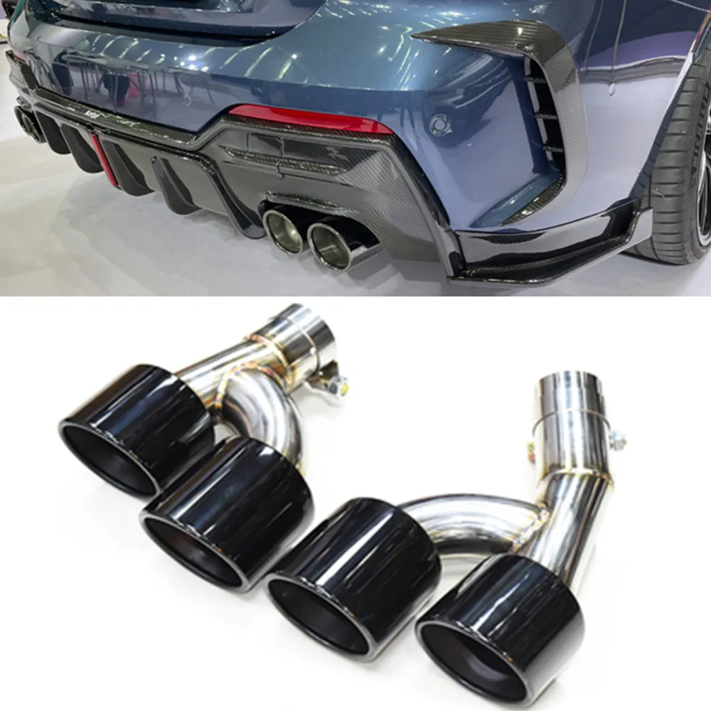 

1 пара наконечников выхлопных газов из нержавеющей стали 304 для BMW G22 430i 425i 2021, черный глушитель, наконечник выхлопной системы, четыре выхлопн...