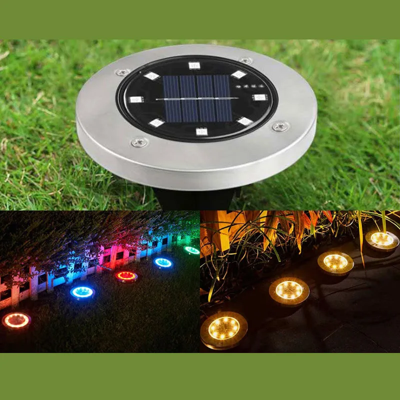 

8/20LED Solar Power Disk Light Outdoor Garden Solar Underground Light Deck Light Spotlight Buried Solar Led Lamp Garden Decor