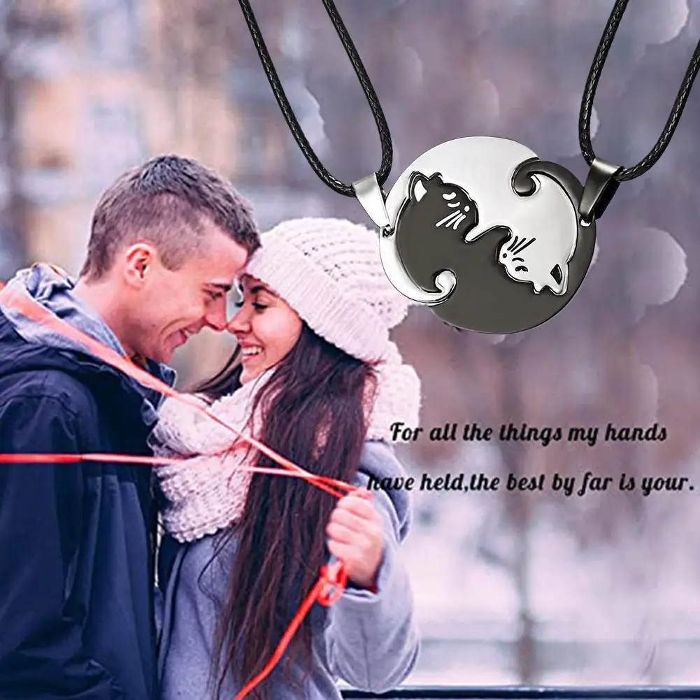 Ожерелье с подвеской в виде животного черный белый кот простой подарок дружбы