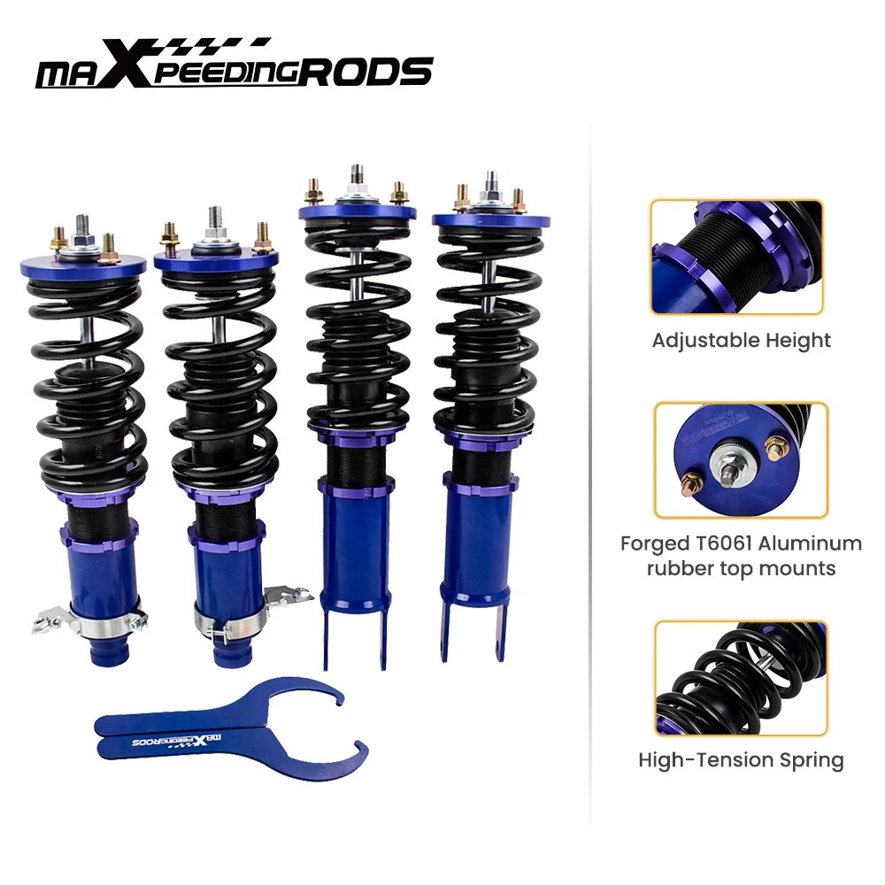 For Honda Civic 96-00 Acura Integra 94-01 Adj. Height Shock Struts For Ek 1996-2000 Coil Suspension Absorbers Blue