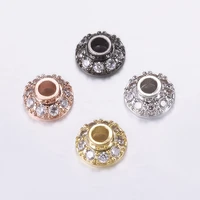 10pcs 8x3 5mm brass micro pave cubic zirconia bead cap half rounddome for jewelry making diy bracelet necklace findings