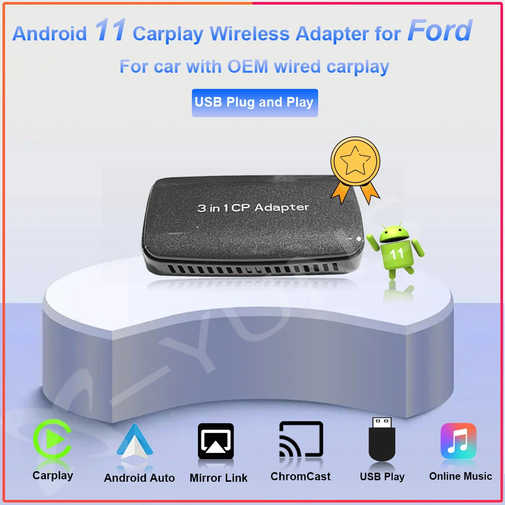 

Wireless Carplay Adapter Box Android Auto Dogle Android 11 Car Play Mirrorlink Plug Play for Ford Maverick Evos Bronco Sport