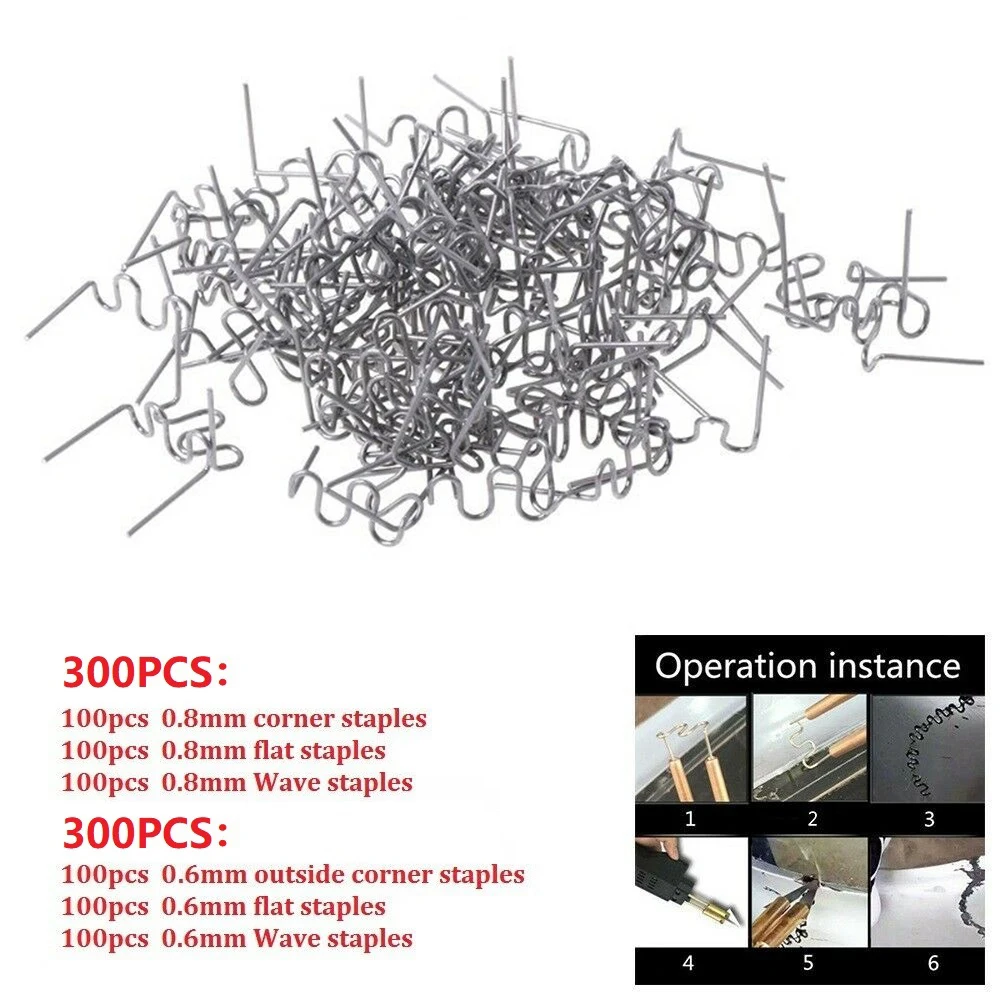 

300PCS 0.6/0.8mm Hot Stapler Staples For Plastic Welder/Car Bumper Repair Kit Clip Stapler Plastic Staples For Soldering Bumper