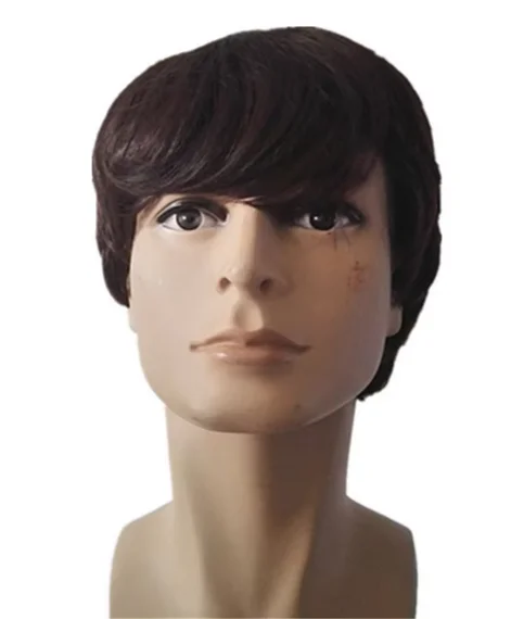 Коричневые парики из синтетического термостойкого волокна для мужчин и