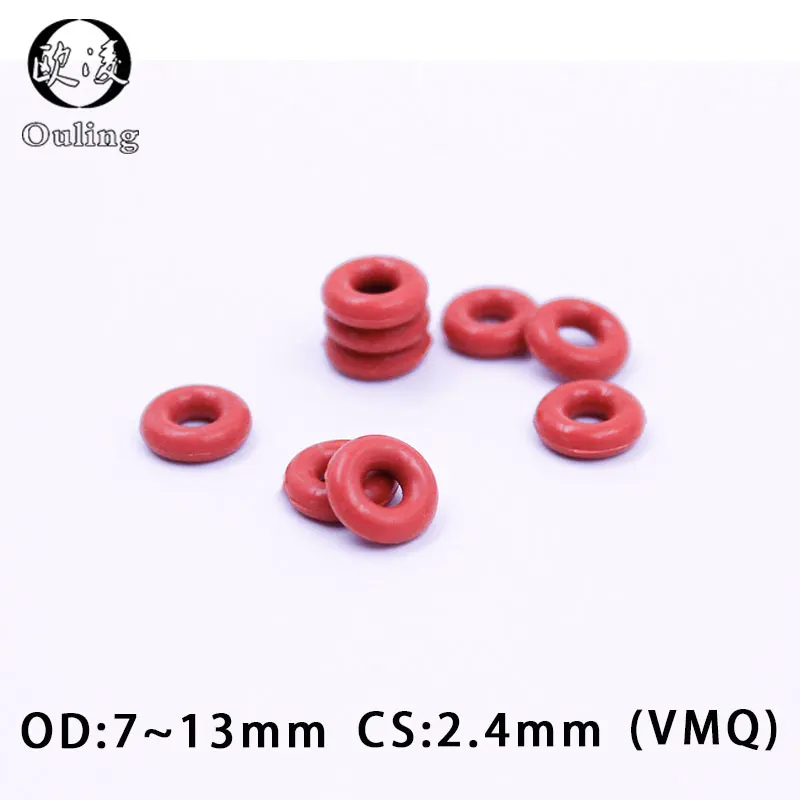 

30PCS/lot Red Silicon Ring Silicone/VMQ O ring CS2.4mm Thickness OD7/8/9/10/11/12/13mm Rubber O-Ring Seal Gasket ORings Washer