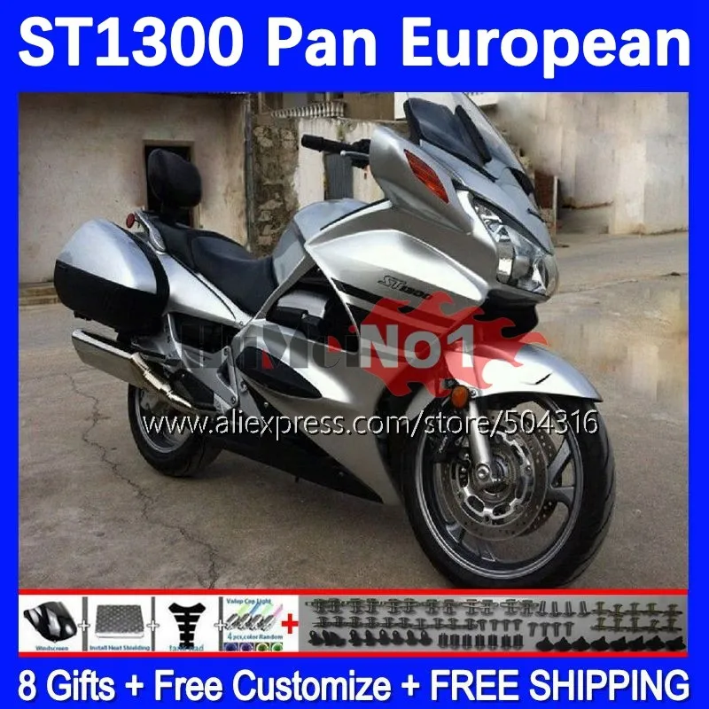 

STX1300 для HONDA ST-1300 ST 1300 02 03 04 05 06 07 08 180MC.17 ST1300 2009 2010 2011 2012 2013 2015 Обтекатели серебристо-черный