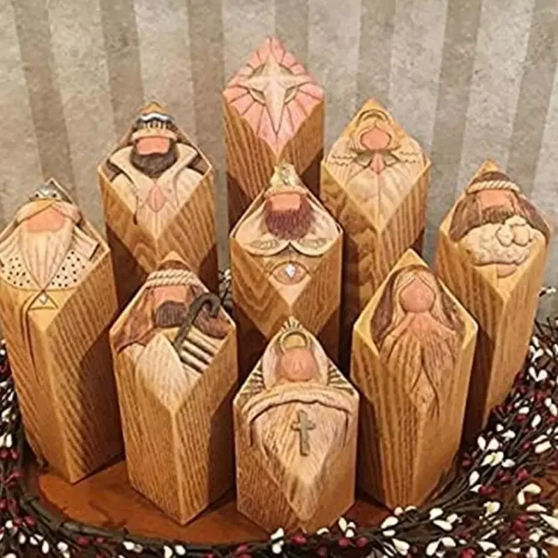 

Heaven Nativity Tree Pillar Statue Resin Craft Statues Desktop Ornament Home Office Restaurant Decor Christmas Pillar Ornaments