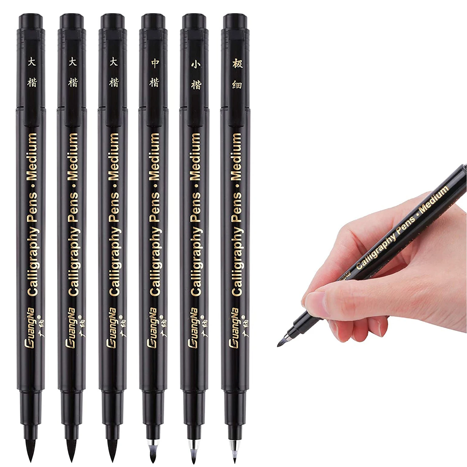 

Calligraphy Pens set for Beginners,Hand Lettering Pen,4 Size Refillable Brush&Fine Tip Black Markers for Kids,Writing, Signature