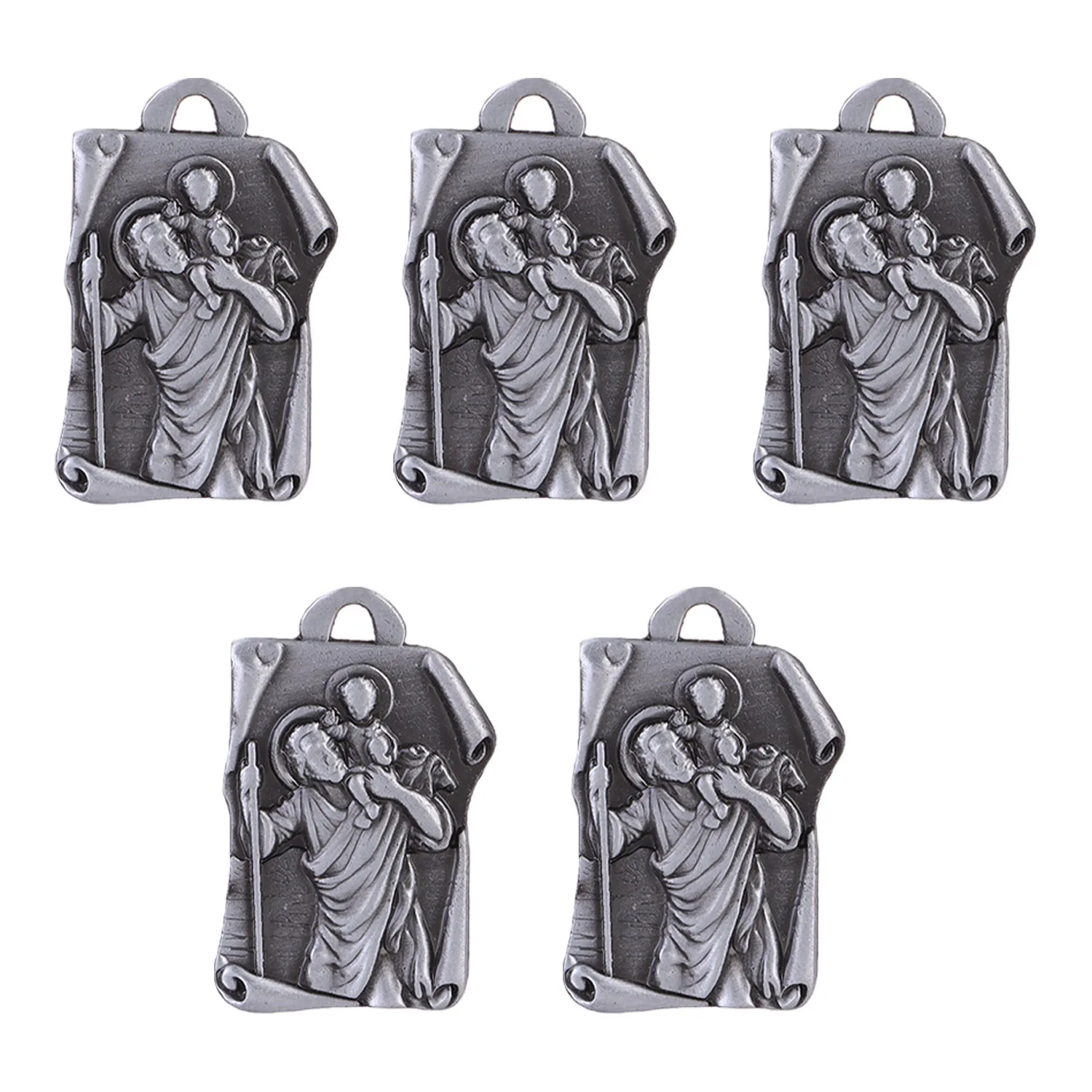 

Набор из 5 подвесок Аogue: крест, Иисус, Святой Христофор