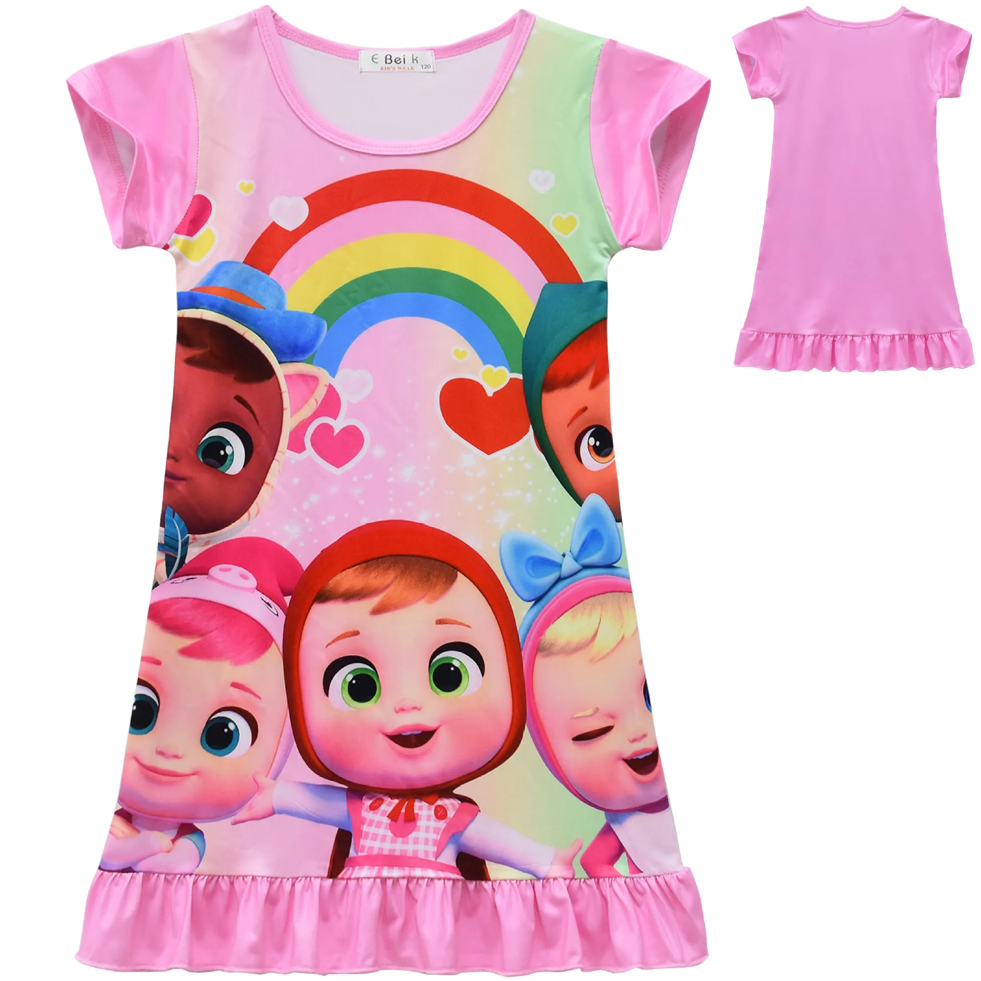 

Cute Cry Baby Nightdress Little Teen Girl Pajamas Dresses Children Cartoon Summer Nightgown Home Clothes Kids Sleepwear Gecelik