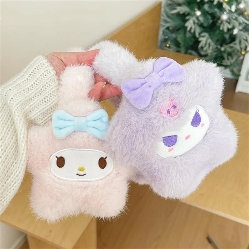 Милые плюшевые куклы Sanrio наушники Kuromi Melody Cinnamoroll зимние теплые антифризованные