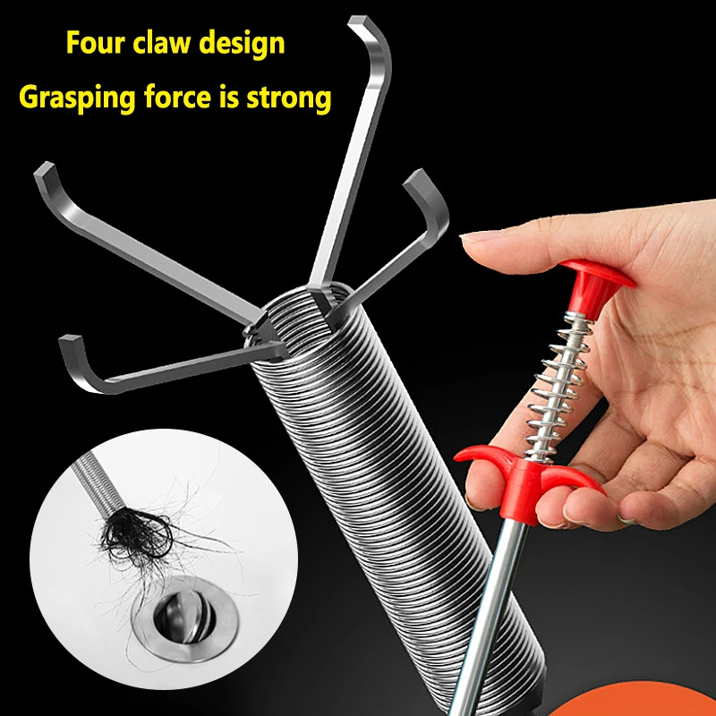 

60cm Spring Pipe Dredging Tools, Drain Snake, Drain Cleaner Sticks Clog Remover Cleaning Household for KitchenBending sink tool