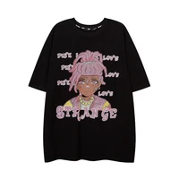 pure cotton japanese anime clothes gothic clothing black tee top women pastel goth graphic t shirt harajuku t shirt for ladies
