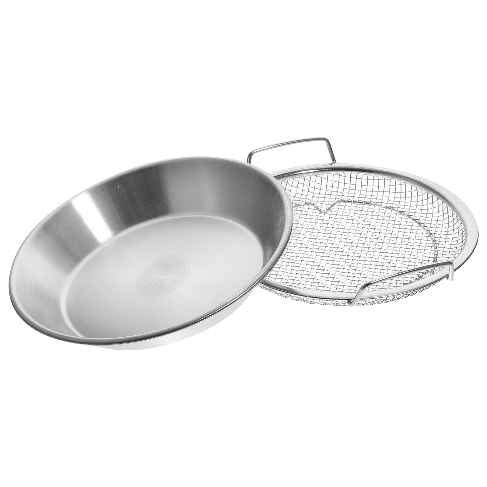

Mesh Drain Pan Plate Snack Oil Stainless Steel Baking Fried Food Holder Grilled Tray Convenient Fruits Dinner Serving Dish