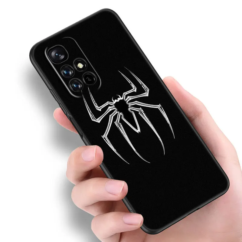 Черный чехол для телефона с логотипом Marvel Человек-паук Xiaomi Mi POCO X5 X4 X3 NFC F4 F3 GT 5G C50 C55