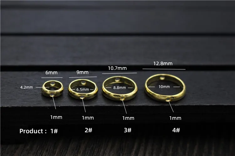 4pcs 100% S925 Sterling Silver Color DIY Bracelet Accessories Round Hollow Ring Charms Placed Beads for Jewelry DIY Making