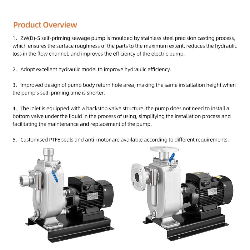 ZW(D)-S Заводской индивидуальный незасоряющийся самовсасывающий водяной насос из
