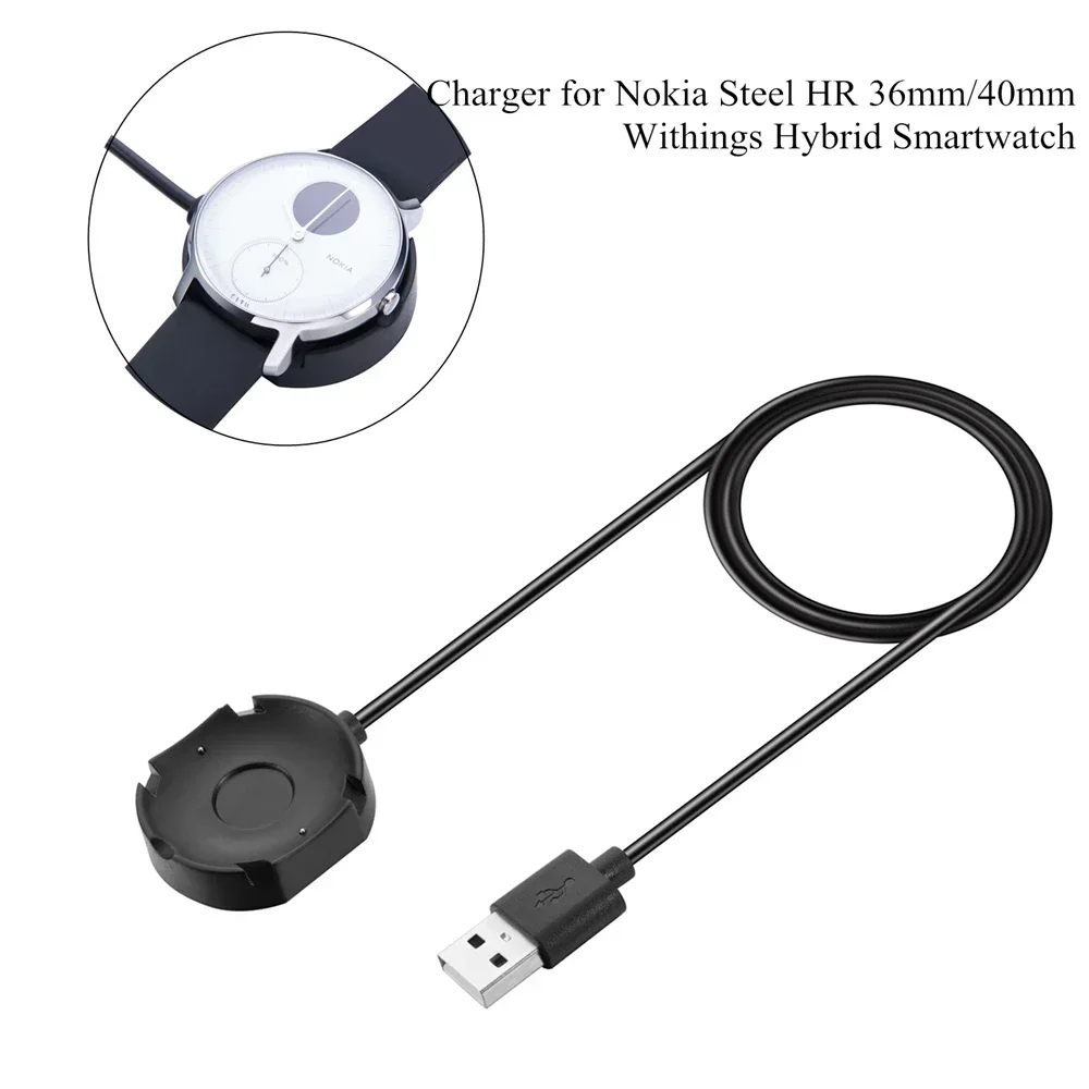Фото Кабель-док для быстрой зарядки для часов Nokia Steel HR 36 мм 40 мм, USB-подставка для зарядки для смарт-часов Nokia Withings Hybrid №1