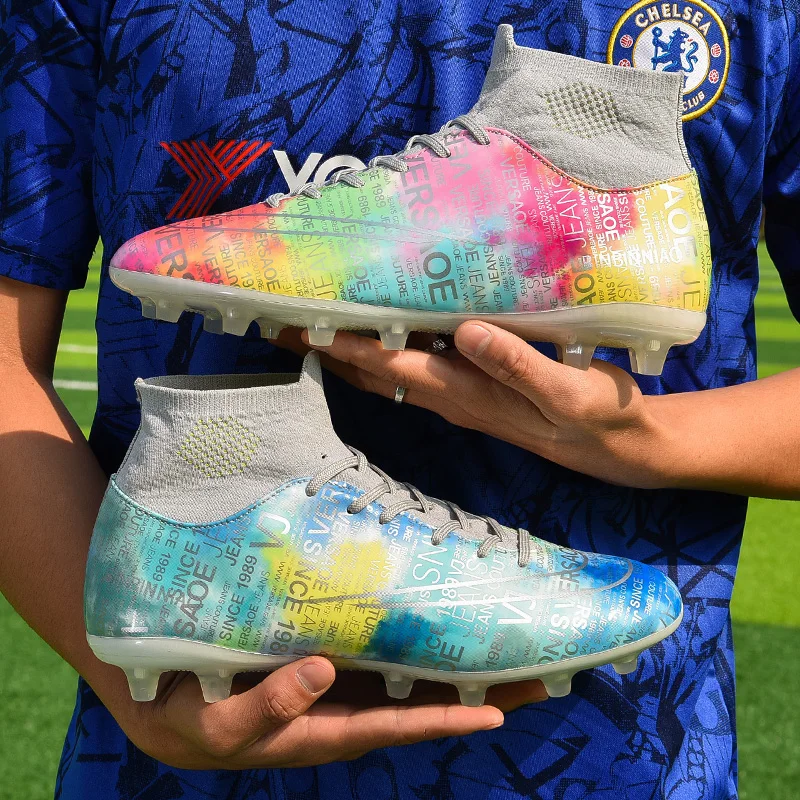 2022 Professional TF/FG Football Boots Men Society Soccer Cleats Fashion Colorful Print Soccer Shoes Men Training Sports Sneaker