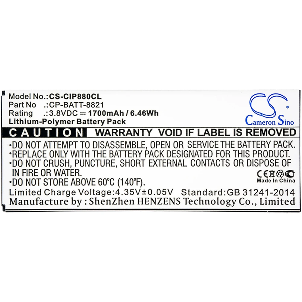 

Cameron Sino 1700mA Battery for Cisco 8800 74-102376-01,CP-BATT-8821,GP-S10-374192-010H