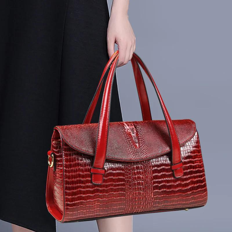 

Модные женские сумки из натуральной кожи, Новая женская Портативная сумка для мам с крокодиловым узором, сумки-мессенджеры на одно плечо для женщин