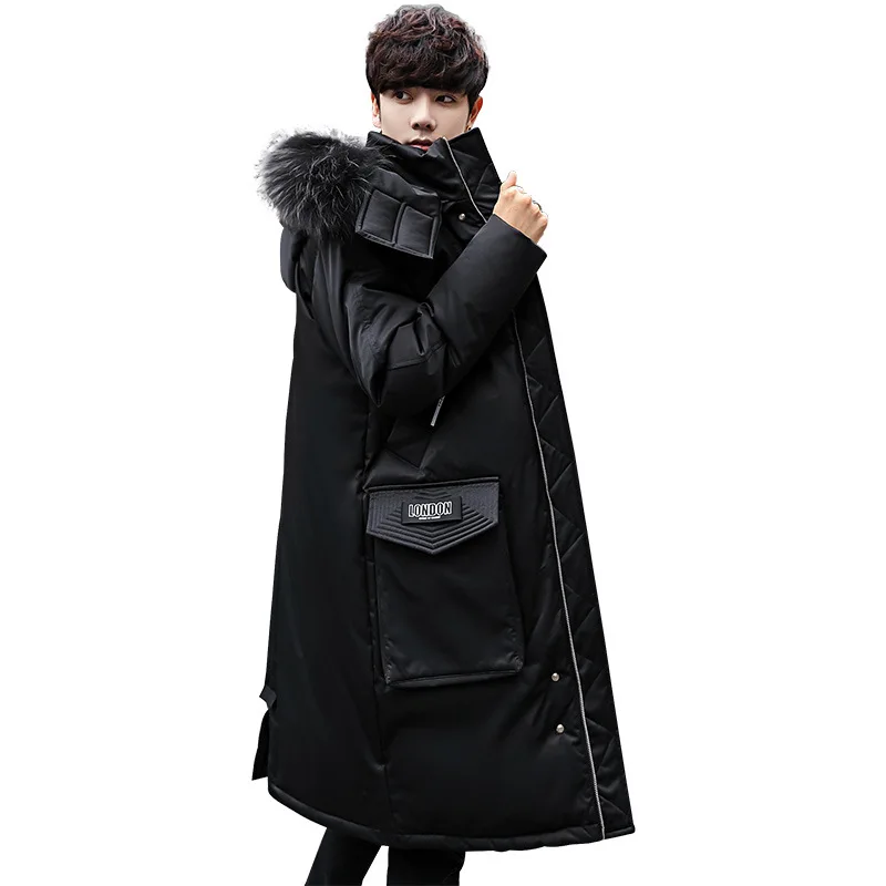 Men 2022 Winter New Fashion Solid Hooded Warm cotton Long Outerwears Children Clothing Snowsuit Jacket Coats
