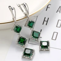 2022 new exquisite green color square dangle earrings for women boho jewelry fashion wild earring wedding birthday party gifts