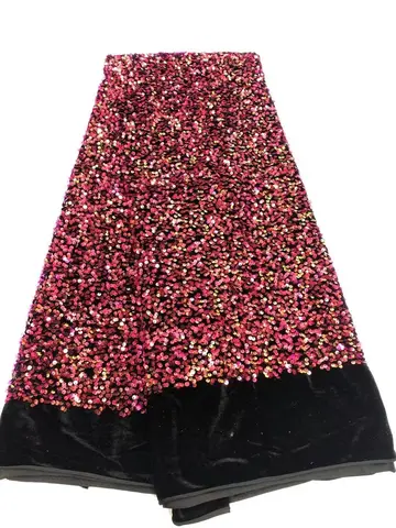 Новейшая африканская кружевная ткань 2023, Высококачественная бархатная кружевная ткань с блестками Королевского красного цвета, нигерийская кружевная ткань для свадебного платья