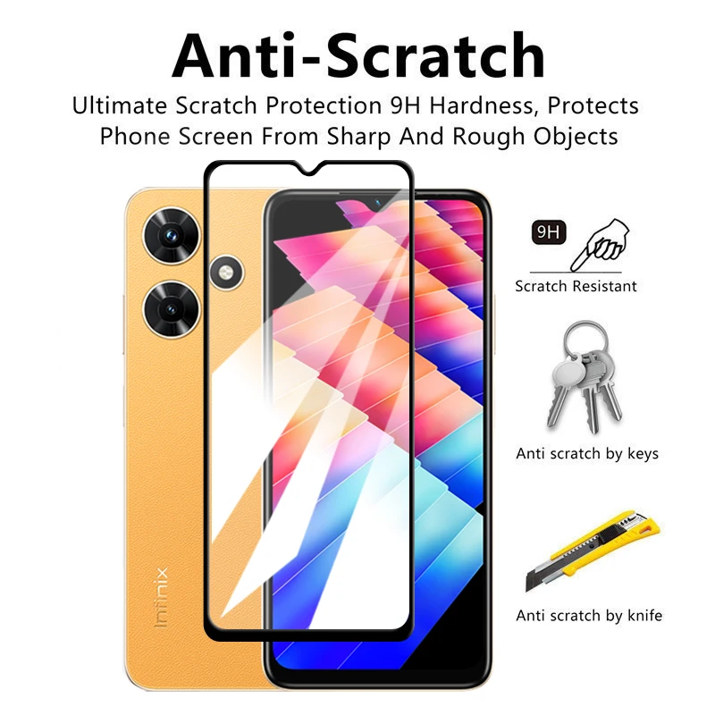 2Pcs For Infinix Hot 30i Tempered Glass Infinix Hot 30i NFC Glass Full Cover Screen Protector Infinix Hot 30i Protective Film