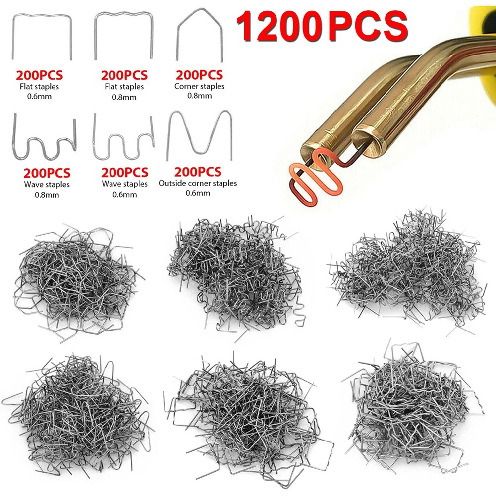 

1200pcs Hot Staples Plastic Welding Staples 0.6/0.8mm Flat/V/M/Wave Nails For Car Bumper Fender Welder Repairing Soldering Tools