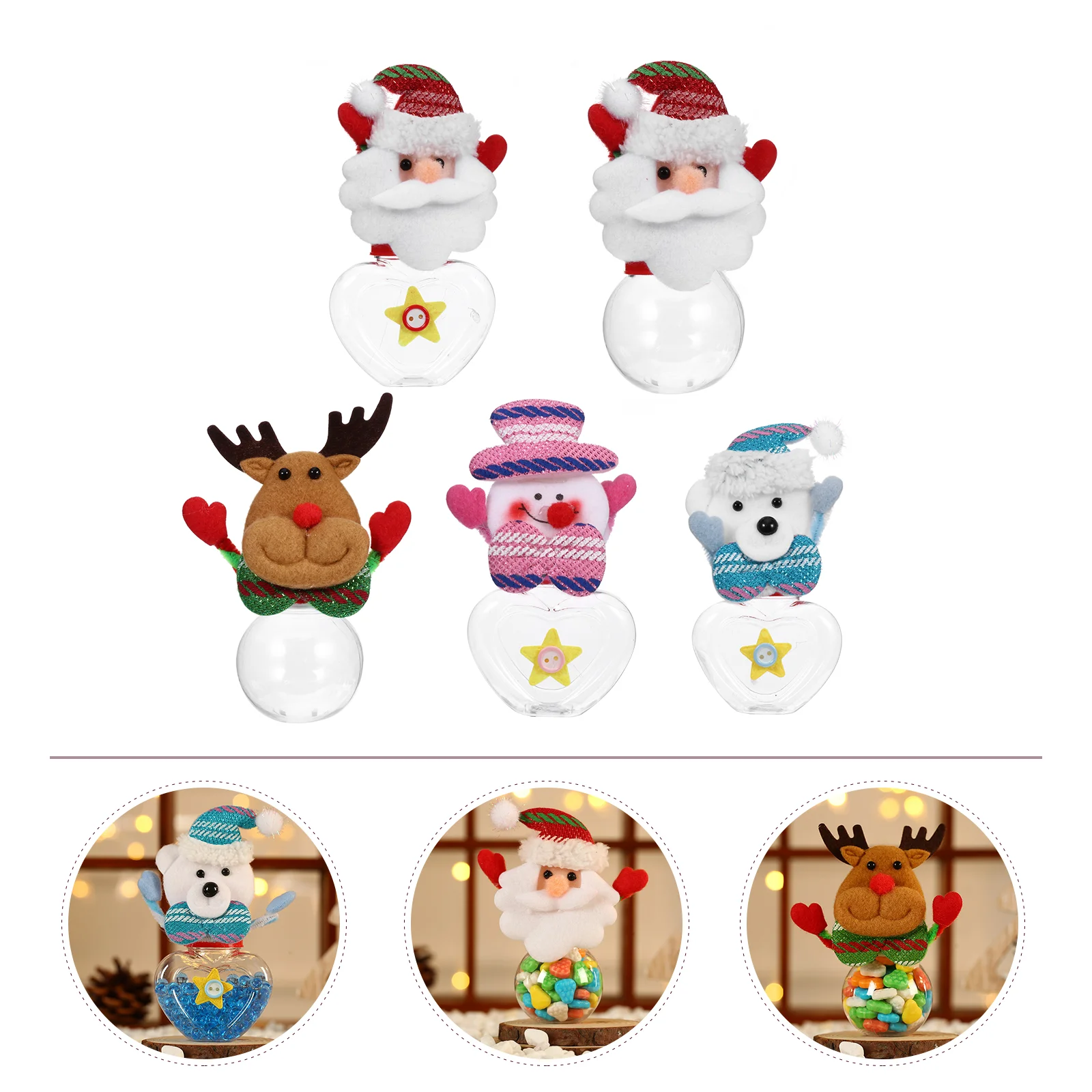 

5 Candy Container Cartoon Christmas Decorative Party Supplies Candy Jars for Children