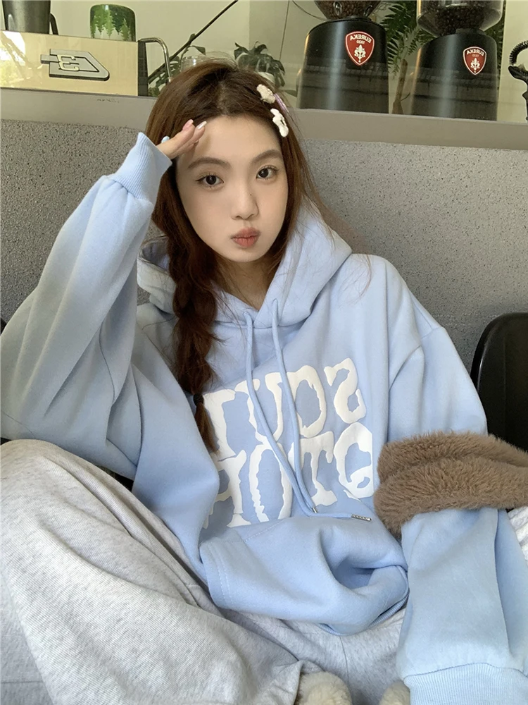 

Свитшот женский в японском стиле Харадзюку, винтажный Повседневный свободный худи с надписью Y2k, свитшот, женская одежда в Корейском стиле