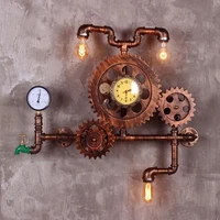 vintage indoor lighting retro iron bicycle water pipe wall lamp for cafe bar and restaurant