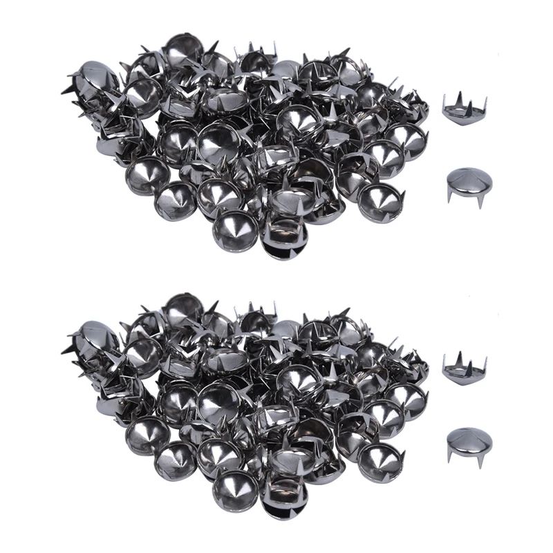 

200 Silver Tone 10Mm Round Conical Studs Spots Punk Rock Nailheads Spikes