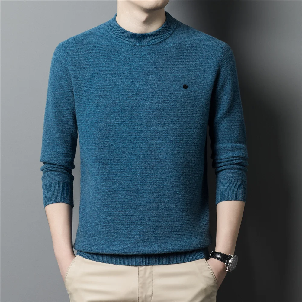 100% Brand Merino Wool Solid Color O-Neck Sweaters Men Clothing Autumn Winter New Arrival Classic Pullover Homme Z3045