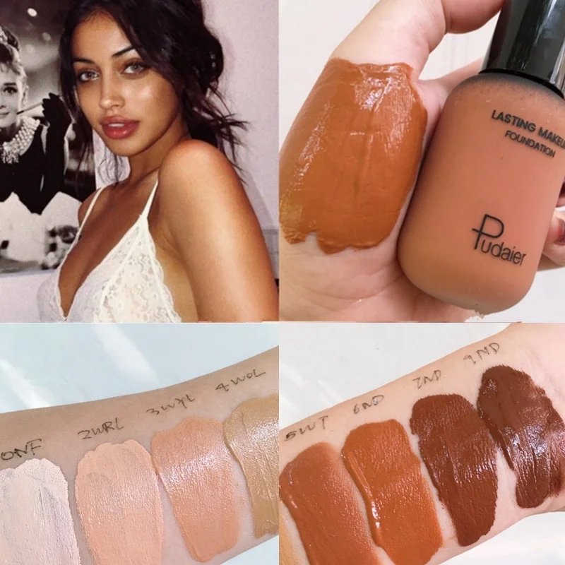 

40ml Foundation Base Soft Matte Long Wear Oil Control Concealer Liquid Cream Women Makeup Waterproof Dark Black Corrector