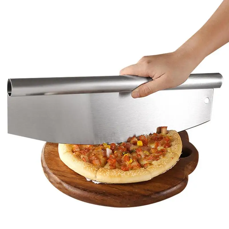 

Pizza Cutter Rocker Large Handheld Professional Cutter Not Easy To Bend High Hardness Stainless Vegetable Cutter With Cover
