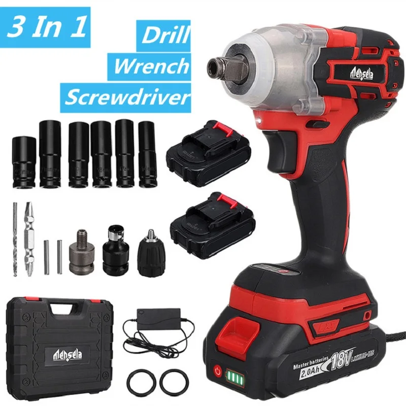

18V Brushless Cordless Electric Impact Wrench Driver 3 In 1 Wrench Screwdriver Drill 2.0AH Battery Power Tools for Makit Battery