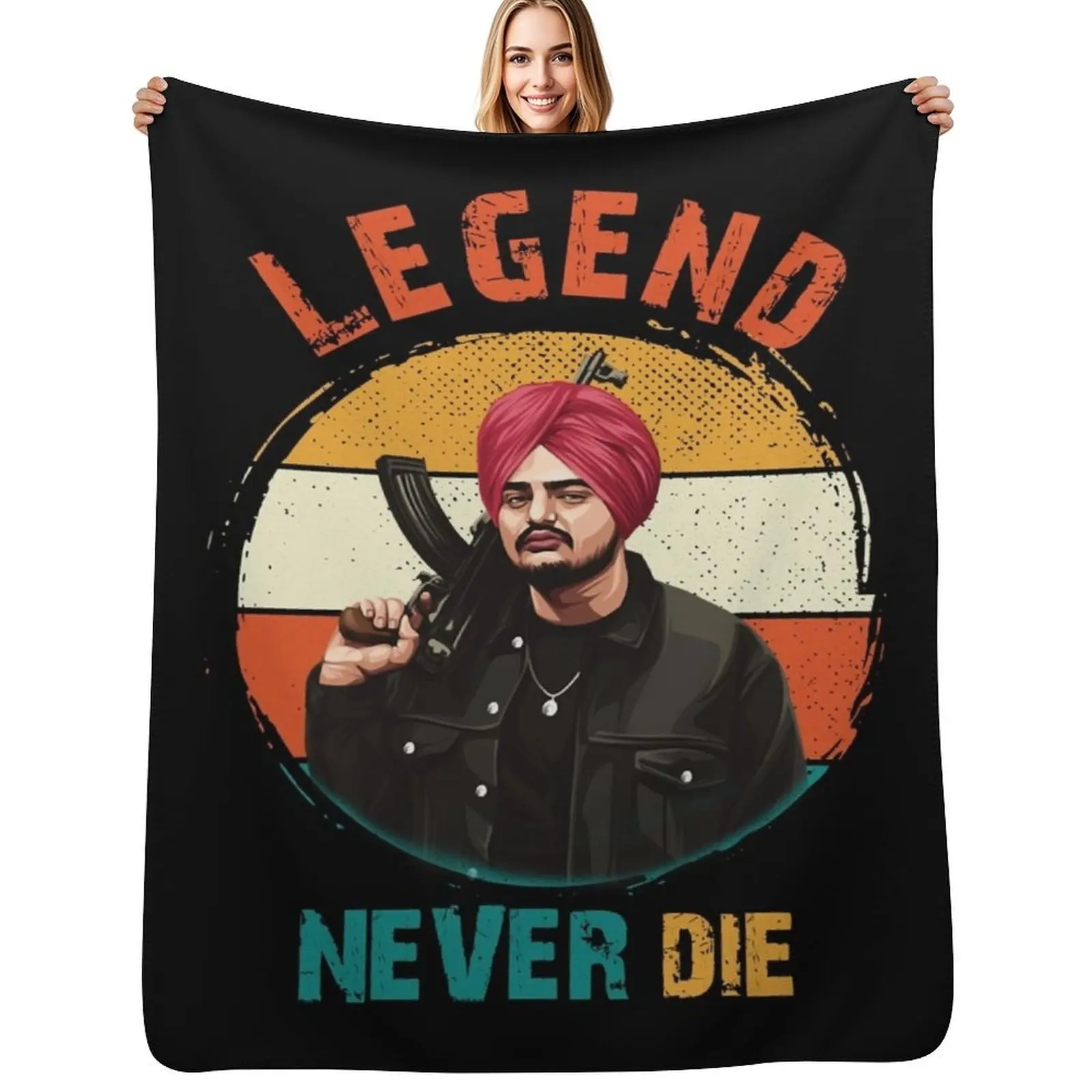 Фото Плед Legend Sidhu Moose Wala, мягкий и теплый, подарок для бабушек и дедушек. №1