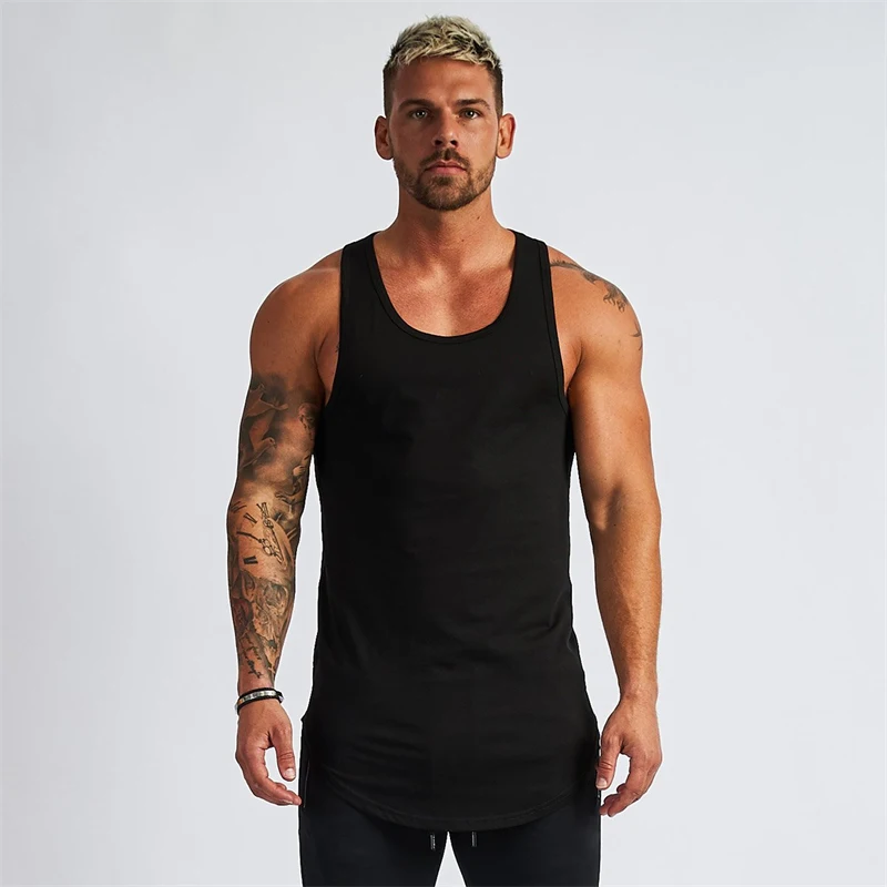 

Summer new casual men's vest cotton solid color gym jogger running workout sportswear fashion bodybuilding top
