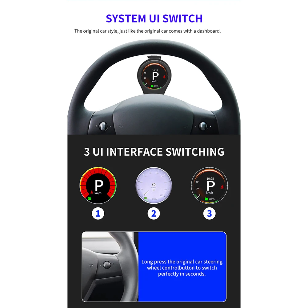 Car Digital LCD Meter ABS Black Digital LCD Instrumentation Multimedia Simple Installation Wireles High Quality